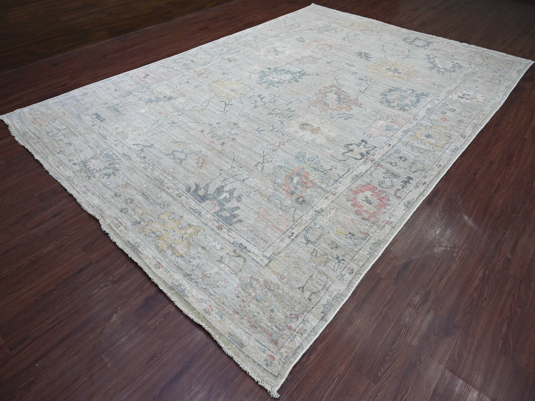 9'5" x 13'7" New Hand Knotted Grey Wool Rectangle Oriental Rug - MOA10221406