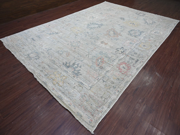 9'5" x 13'7" New Hand Knotted Grey Wool Rectangle Oriental Rug - MOA10221406