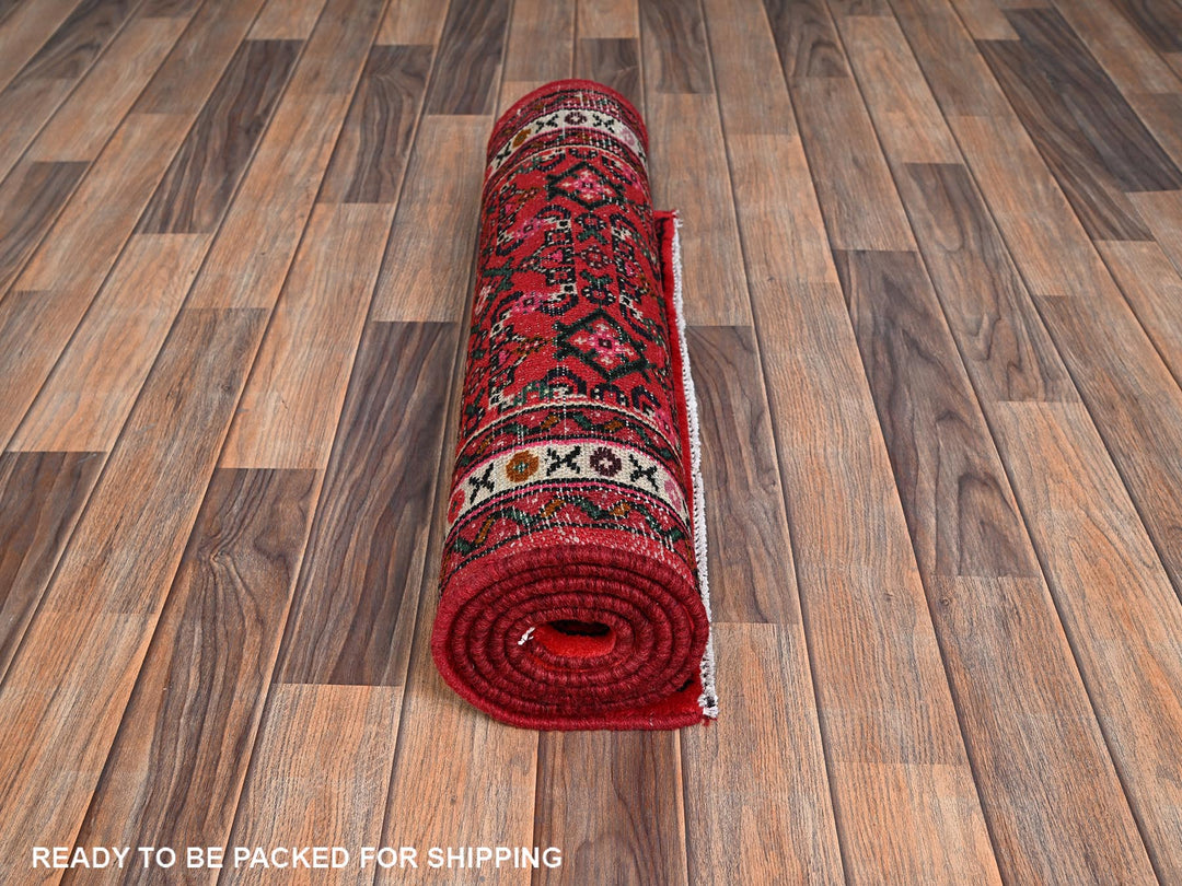 2'5" x 6'5" New Hand Knotted Red Wool Runner Oriental Rug - MOA1022140