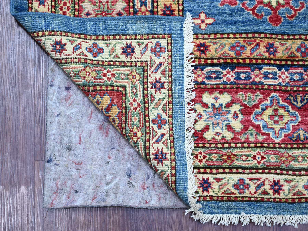 6'2" x 8'10" New Hand Knotted Blue Wool Rectangle Oriental Rug - MOA10221410