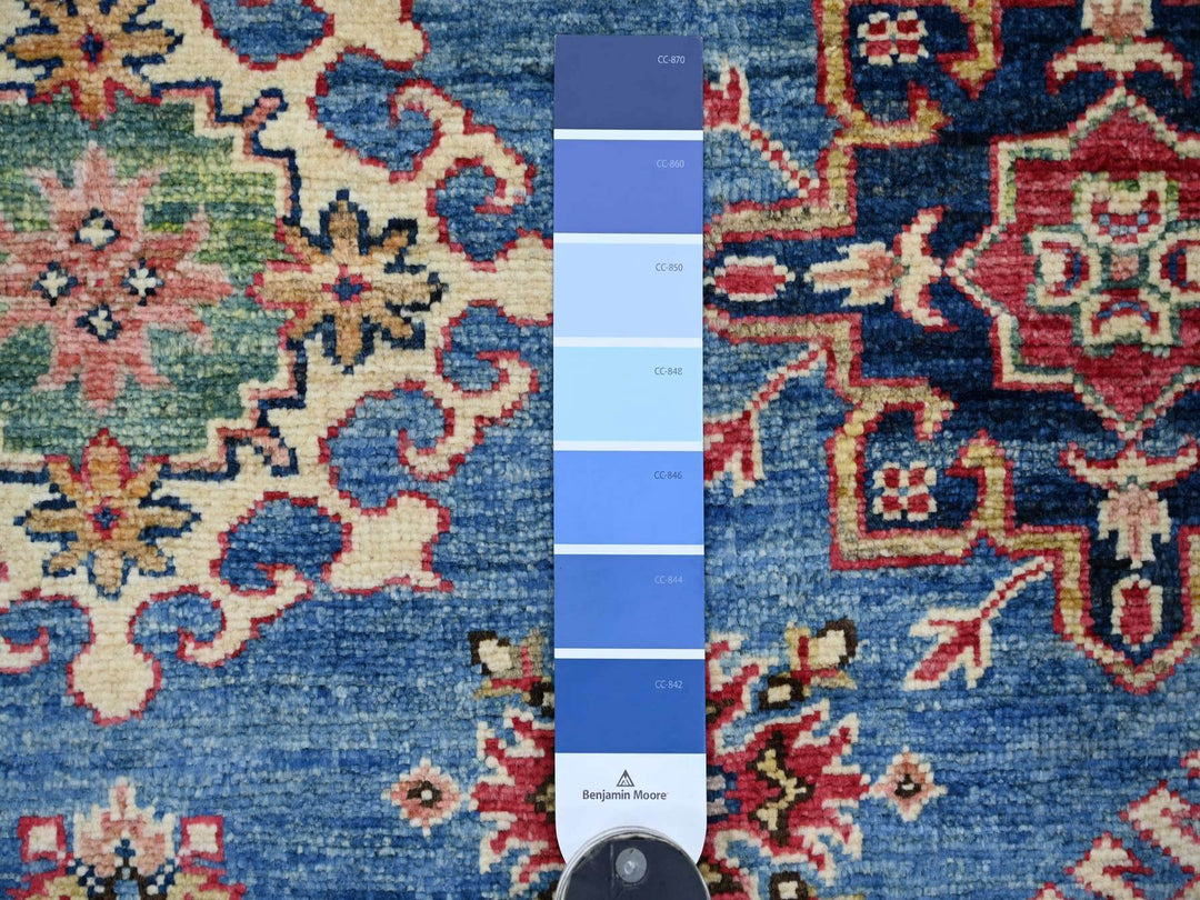 6'2" x 8'10" New Hand Knotted Blue Wool Rectangle Oriental Rug - MOA10221410