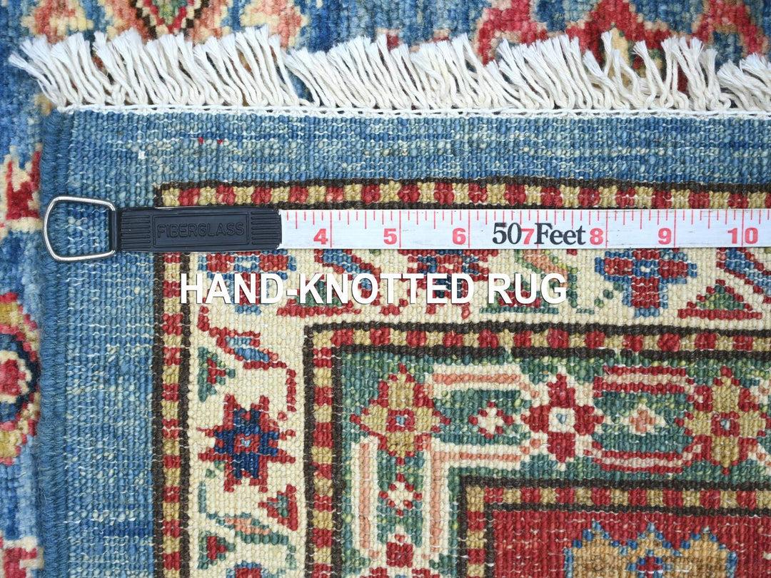 6'2" x 8'10" New Hand Knotted Blue Wool Rectangle Oriental Rug - MOA10221410