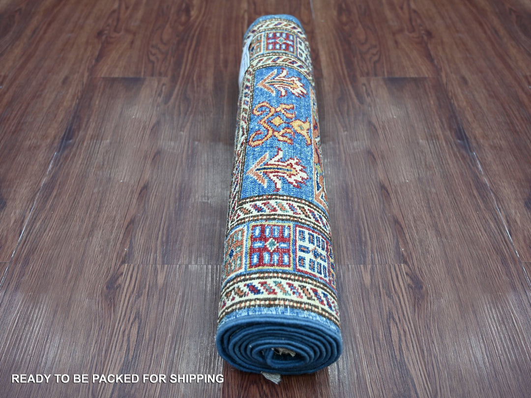 2'0" x 6'3" New Hand Knotted Blue Wool Runner Oriental Rug - MOA10221412