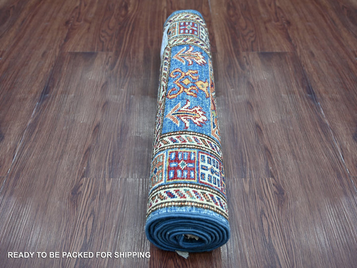 2'0" x 6'3" New Hand Knotted Blue Wool Runner Oriental Rug - MOA10221412