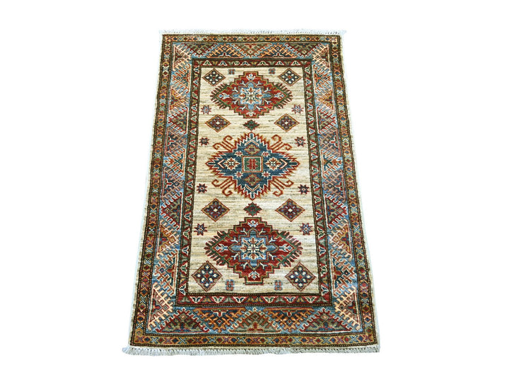 2'6" x 3'11" New Hand Knotted Ivory Wool Rectangle Oriental Rug - MOA10221414