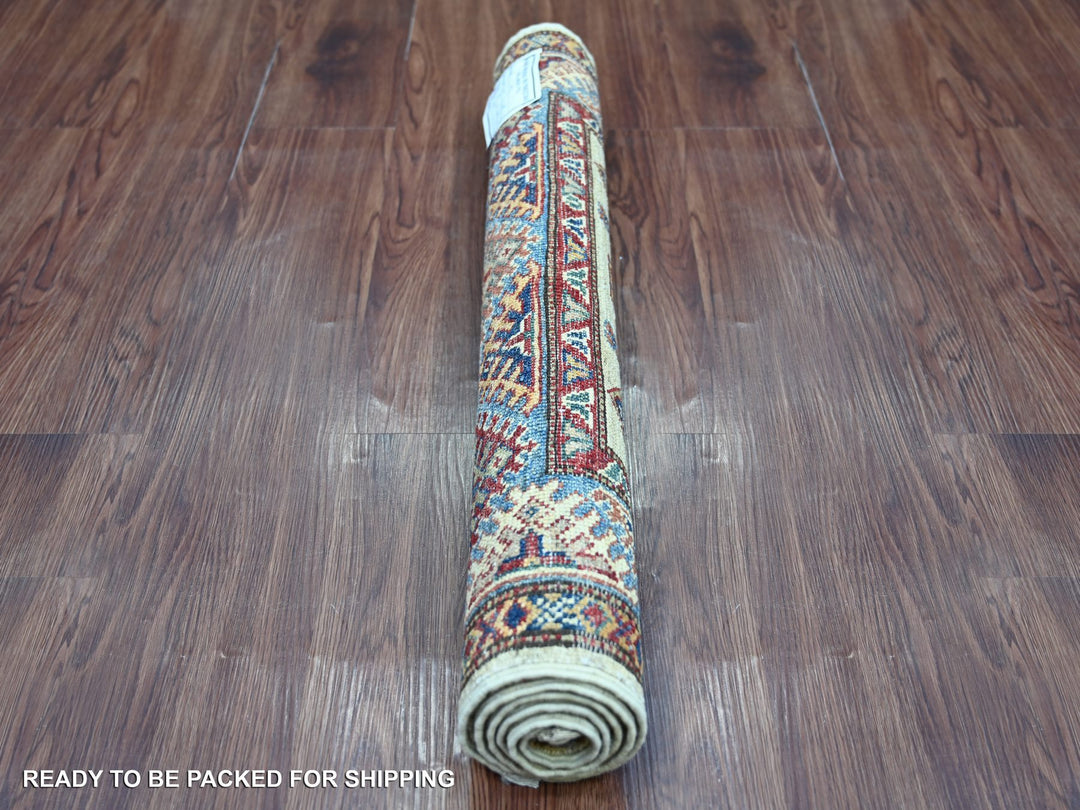 2'6" x 3'11" New Hand Knotted Ivory Wool Rectangle Oriental Rug - MOA10221414