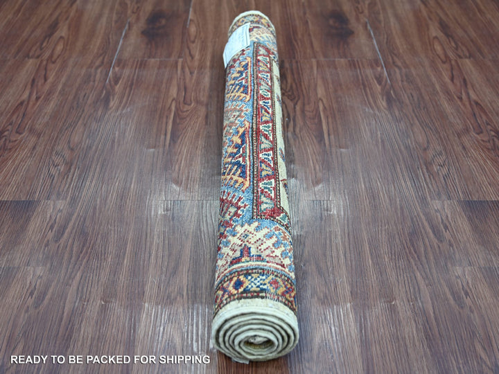 2'6" x 3'11" New Hand Knotted Ivory Wool Rectangle Oriental Rug - MOA10221414