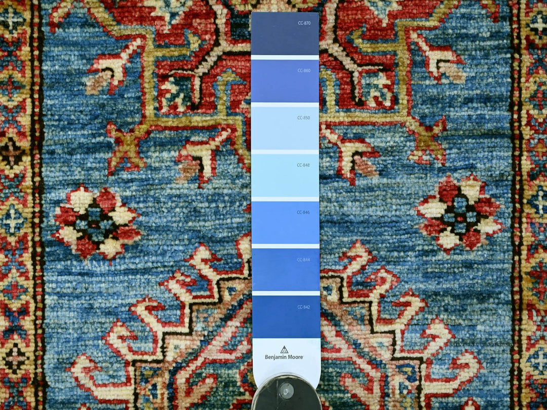 2'7" x 8'0" New Hand Knotted Blue Wool Runner Oriental Rug - MOA10221415