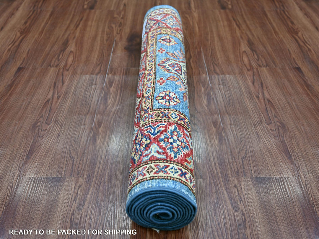 2'7" x 8'0" New Hand Knotted Blue Wool Runner Oriental Rug - MOA10221415