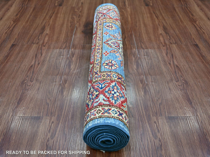 2'7" x 8'0" New Hand Knotted Blue Wool Runner Oriental Rug - MOA10221415