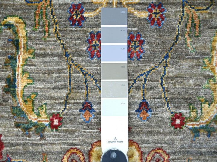2'8" x 18'9" New Hand Knotted Grey Wool Runner Oriental Rug - MOA10221421