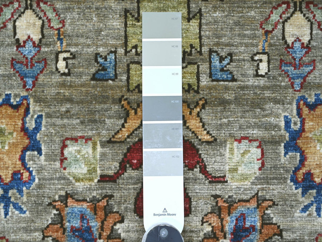 2'11" x 17'7" New Hand Knotted Grey Wool Runner Oriental Rug - MOA10221428