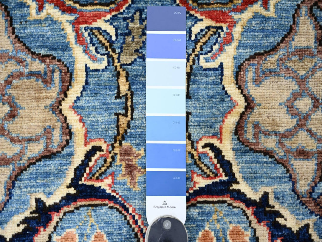 2'8" x 15'6" New Hand Knotted Blue Wool Runner Oriental Rug - MOA10221429