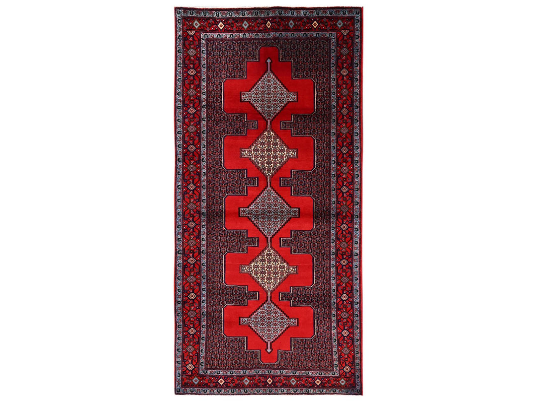 3'10" x 8'5" New Hand Knotted Red Wool Runner Oriental Rug - MOA1022142