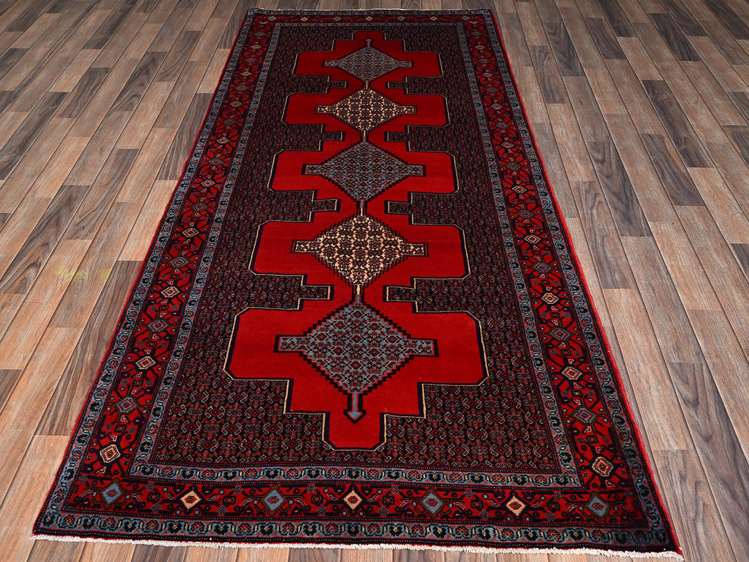 3'10" x 8'5" New Hand Knotted Red Wool Runner Oriental Rug - MOA1022142
