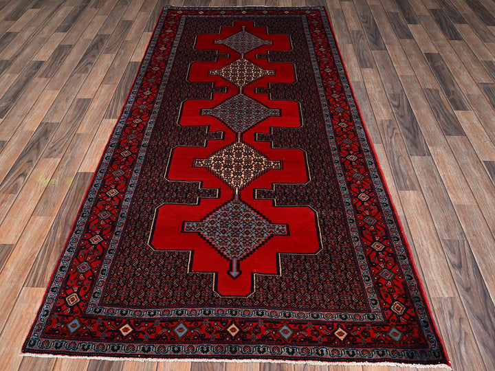 3'10" x 8'5" New Hand Knotted Red Wool Runner Oriental Rug - MOA1022142