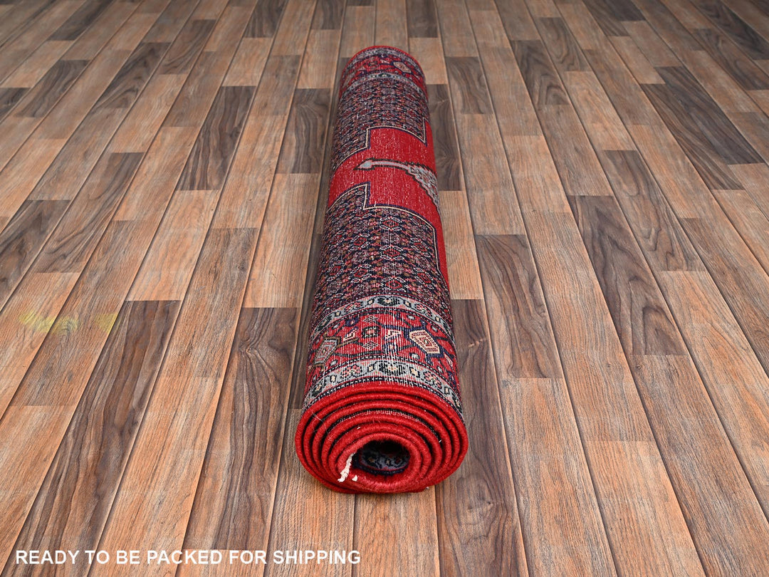 3'10" x 8'5" New Hand Knotted Red Wool Runner Oriental Rug - MOA1022142