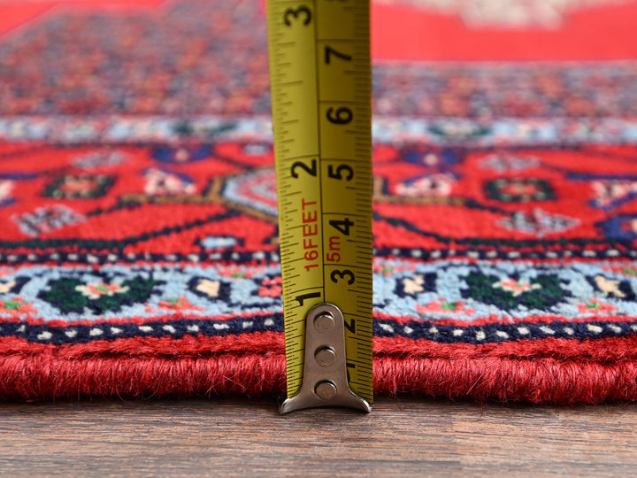 3'10" x 8'5" New Hand Knotted Red Wool Runner Oriental Rug - MOA1022142