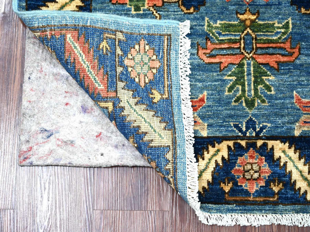 3'0" x 7'9" New Hand Knotted Blue Wool Runner Oriental Rug - MOA10221431
