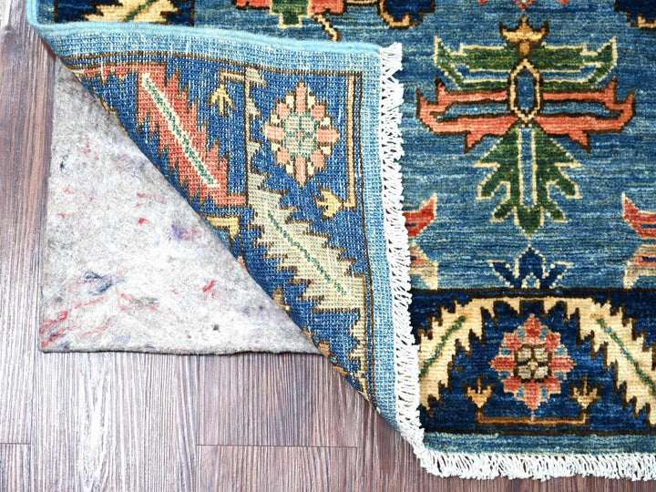 3'0" x 7'9" New Hand Knotted Blue Wool Runner Oriental Rug - MOA10221431