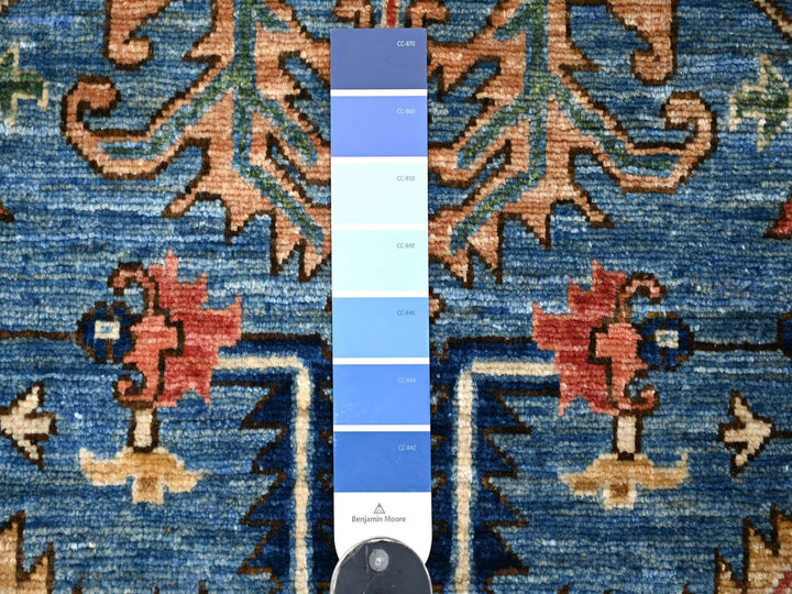 3'0" x 7'9" New Hand Knotted Blue Wool Runner Oriental Rug - MOA10221431