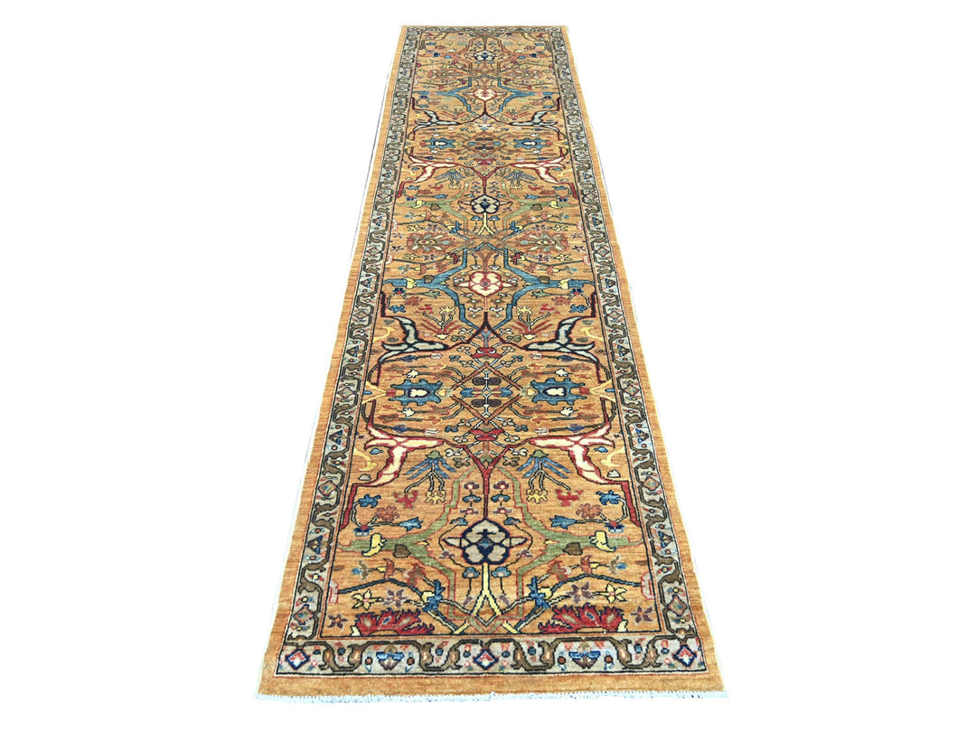 3'0" x 12'0" New Hand Knotted Brown Wool Runner Oriental Rug - MOA10221432