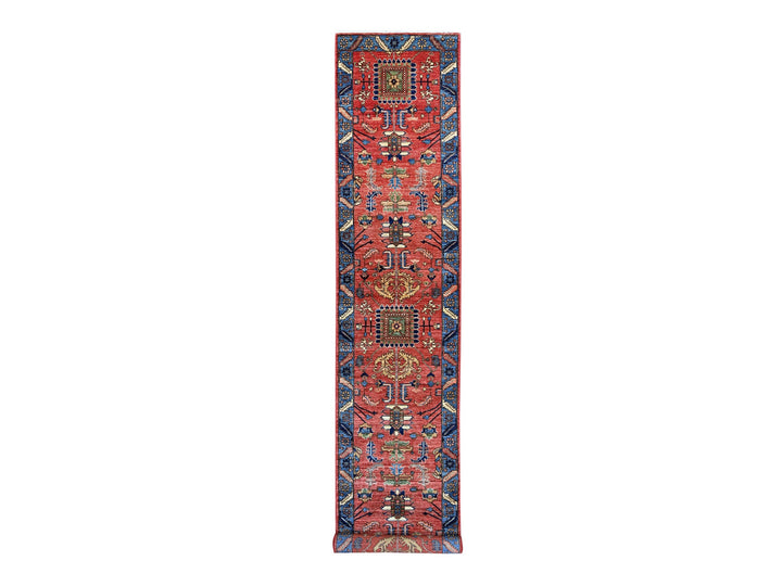 3'0" x 17'5" New Hand Knotted Red Wool Runner Oriental Rug - MOA10221434