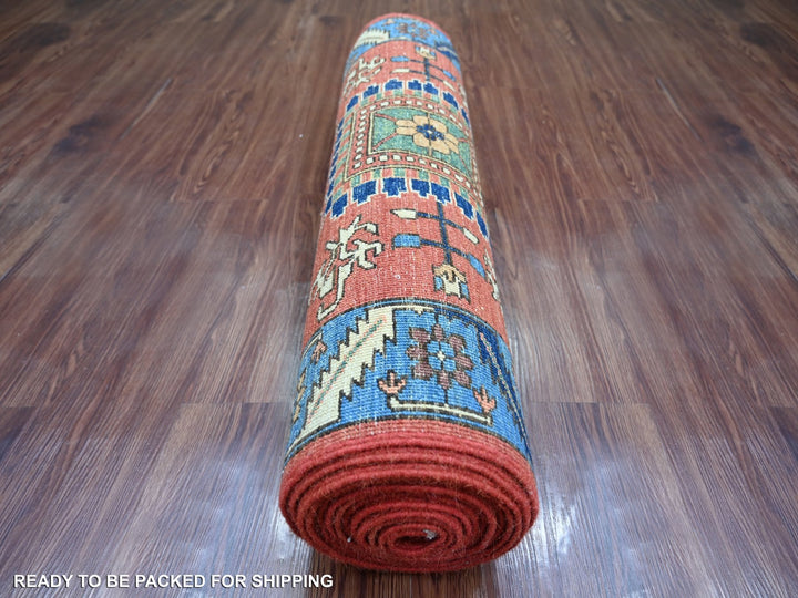 3'0" x 17'5" New Hand Knotted Red Wool Runner Oriental Rug - MOA10221434