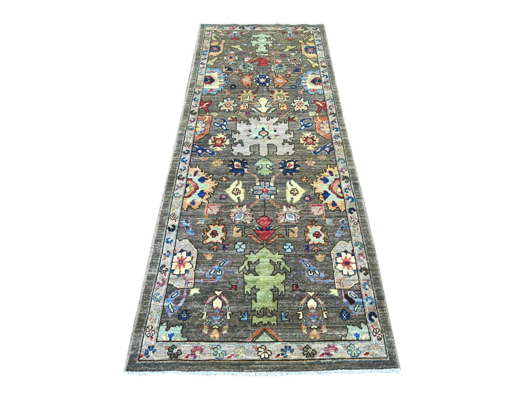 3'0" x 7'9" New Hand Knotted Grey Wool Runner Oriental Rug - MOA10221435