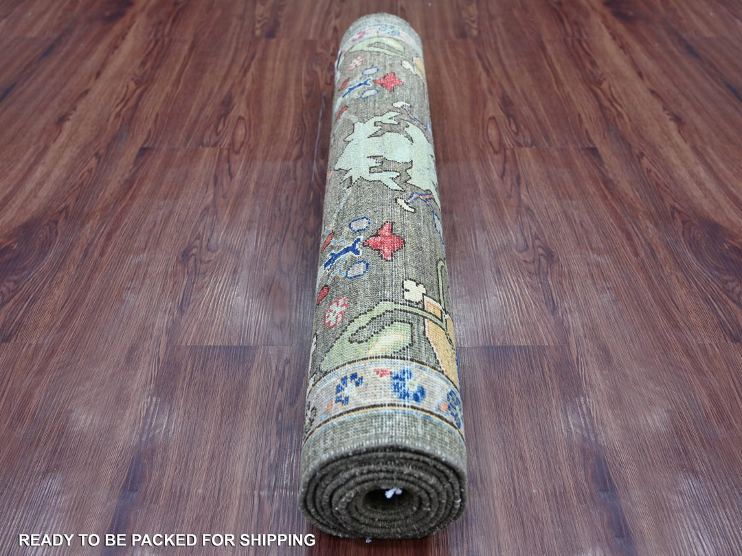 3'0" x 7'9" New Hand Knotted Grey Wool Runner Oriental Rug - MOA10221435