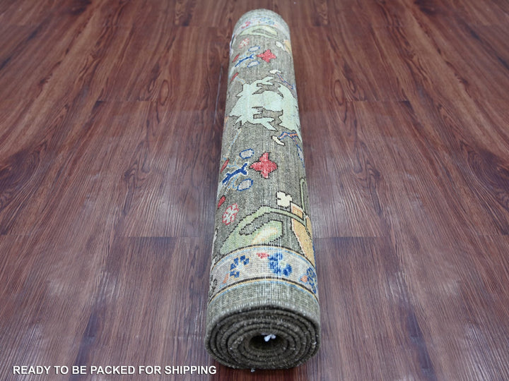 3'0" x 7'9" New Hand Knotted Grey Wool Runner Oriental Rug - MOA10221435