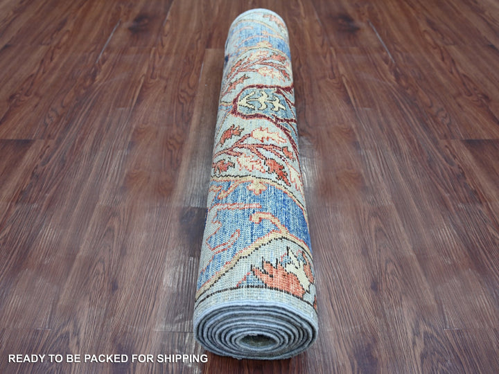2'9" x 9'11" New Hand Knotted Blue Wool Runner Oriental Rug - MOA10221437