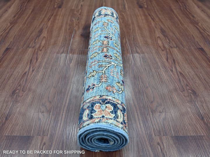 2'3" x 5'11" New Hand Knotted Blue Wool Runner Oriental Rug - MOA10221439