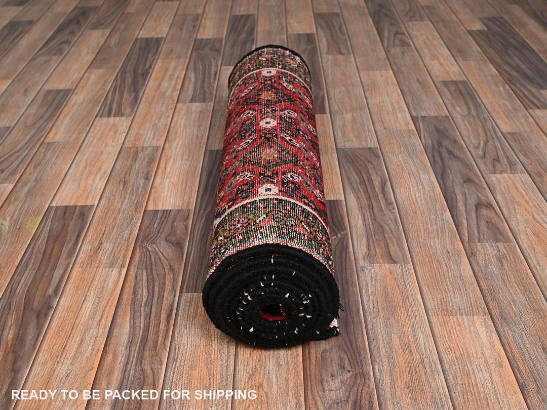 2'6" x 9'4" New Hand Knotted Red Wool Runner Oriental Rug - MOA1022143