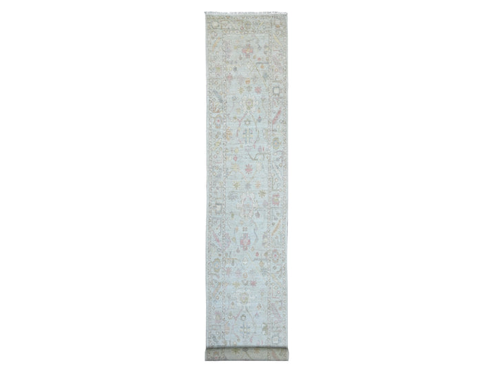 2'10" x 19'3" New Hand Knotted Blue Wool Runner Oriental Rug - MOA10221440