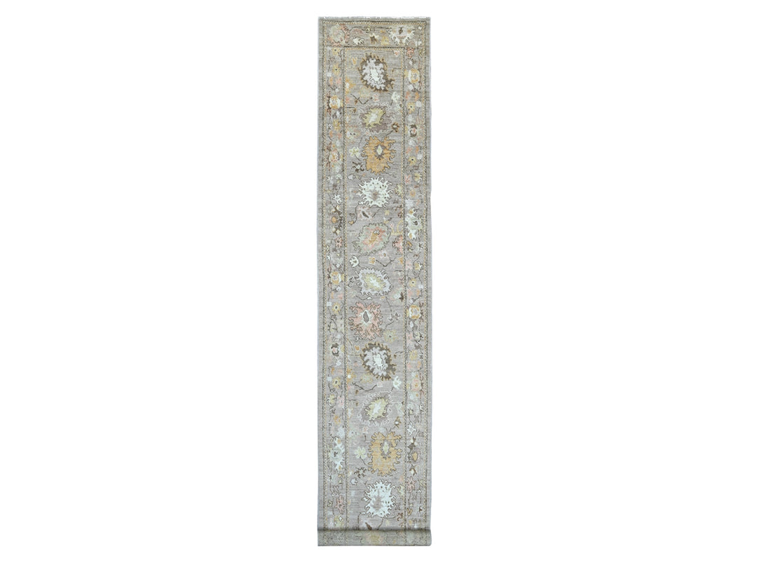 2'8" x 17'2" New Hand Knotted Brown Wool Runner Oriental Rug - MOA10221441