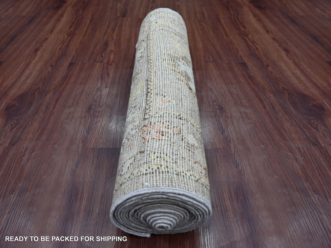 2'8" x 17'2" New Hand Knotted Brown Wool Runner Oriental Rug - MOA10221441