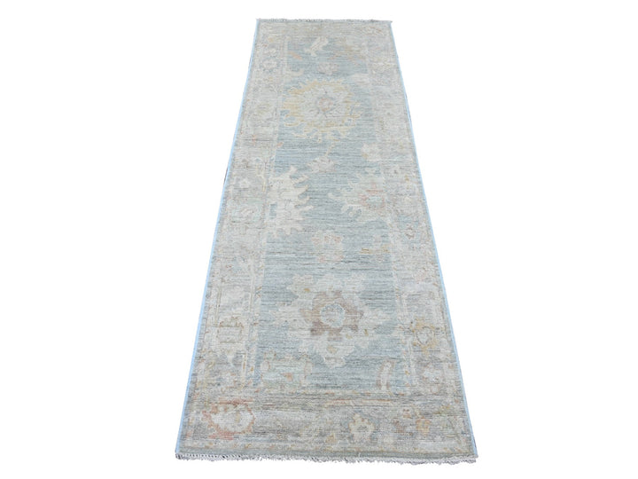 2'8" x 8'0" New Hand Knotted Blue Wool Runner Oriental Rug - MOA10221445