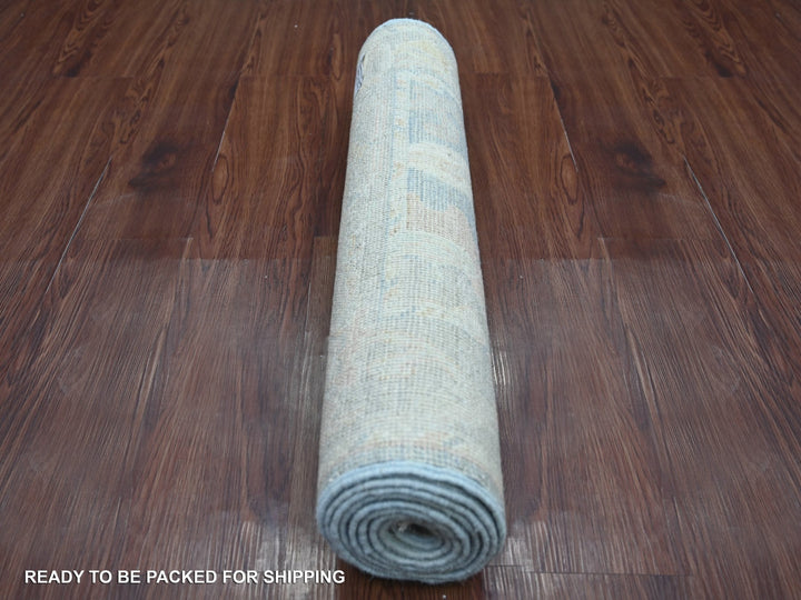 2'8" x 8'0" New Hand Knotted Blue Wool Runner Oriental Rug - MOA10221445