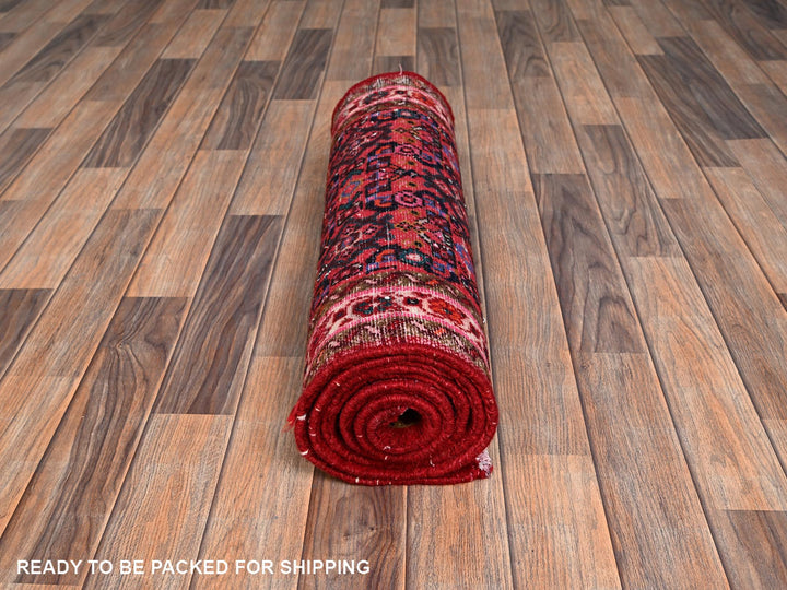 2'4" x 7'0" New Hand Knotted Red Wool Runner Oriental Rug - MOA1022144