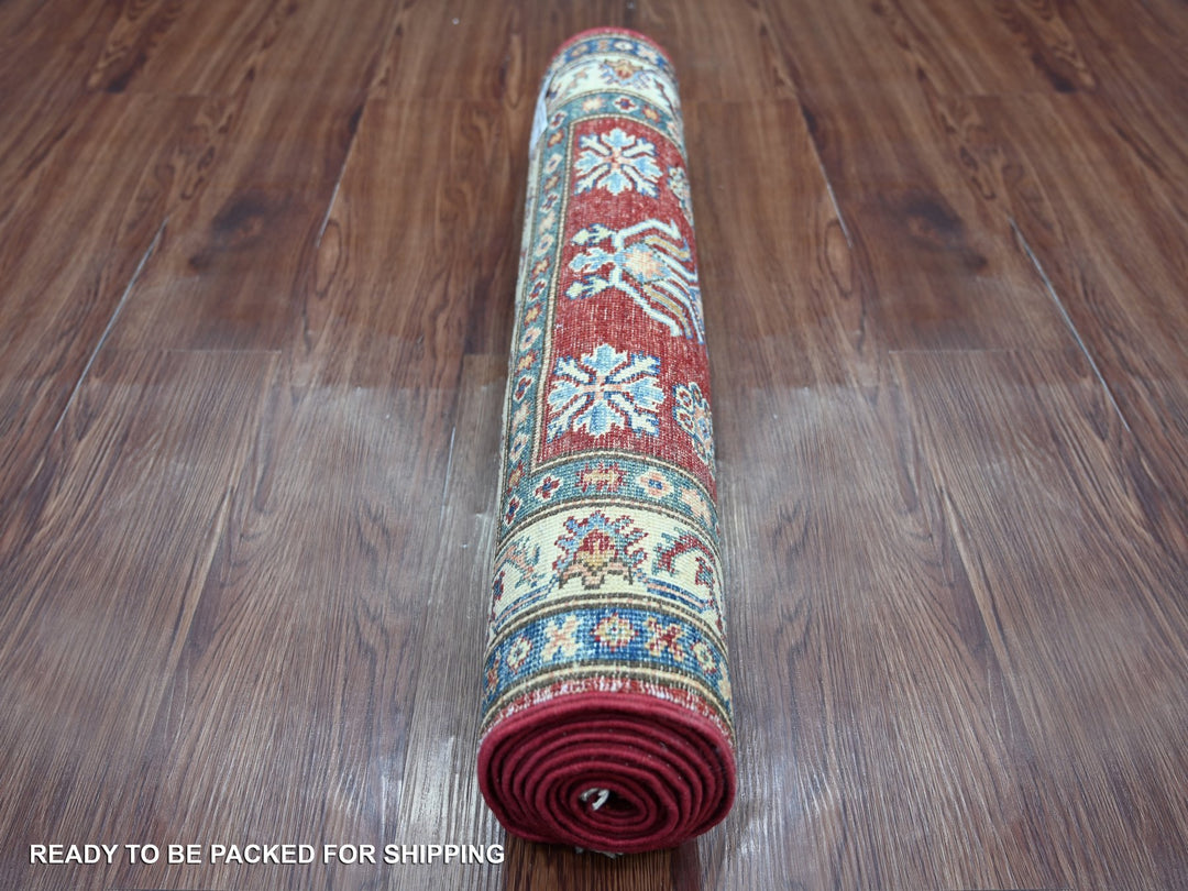 2'6" x 8'1" New Hand Knotted Red Wool Runner Oriental Rug - MOA10221450
