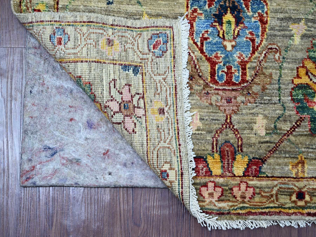 2'8" x 9'5" New Hand Knotted Green Wool Runner Oriental Rug - MOA10221451