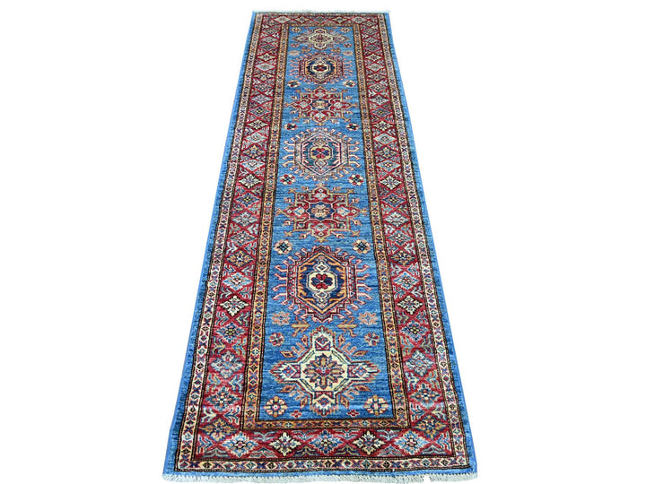 2'7" x 8'0" New Hand Knotted Blue Wool Runner Oriental Rug - MOA10221452