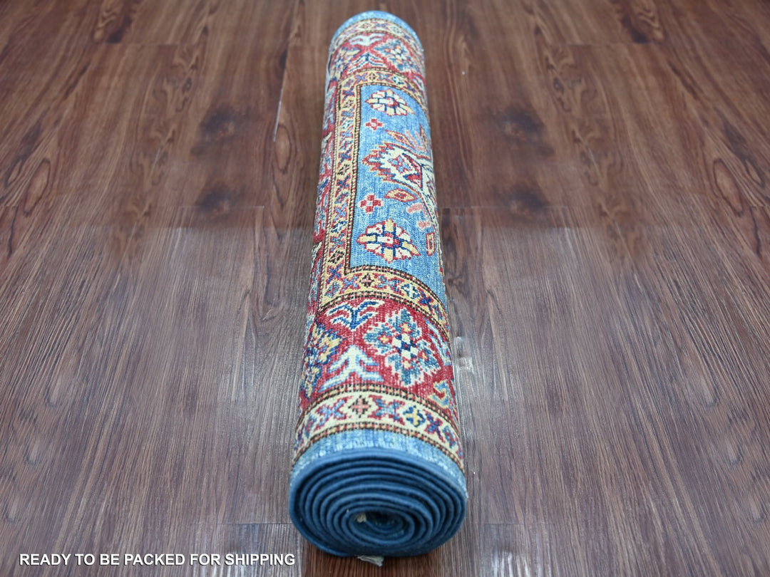 2'7" x 8'0" New Hand Knotted Blue Wool Runner Oriental Rug - MOA10221452