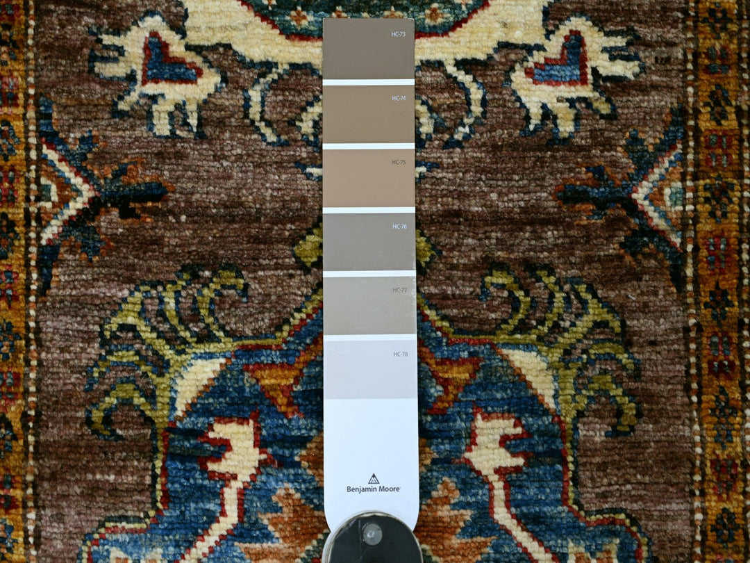 2'6" x 9'3" New Hand Knotted Brown Wool Runner Oriental Rug - MOA10221453