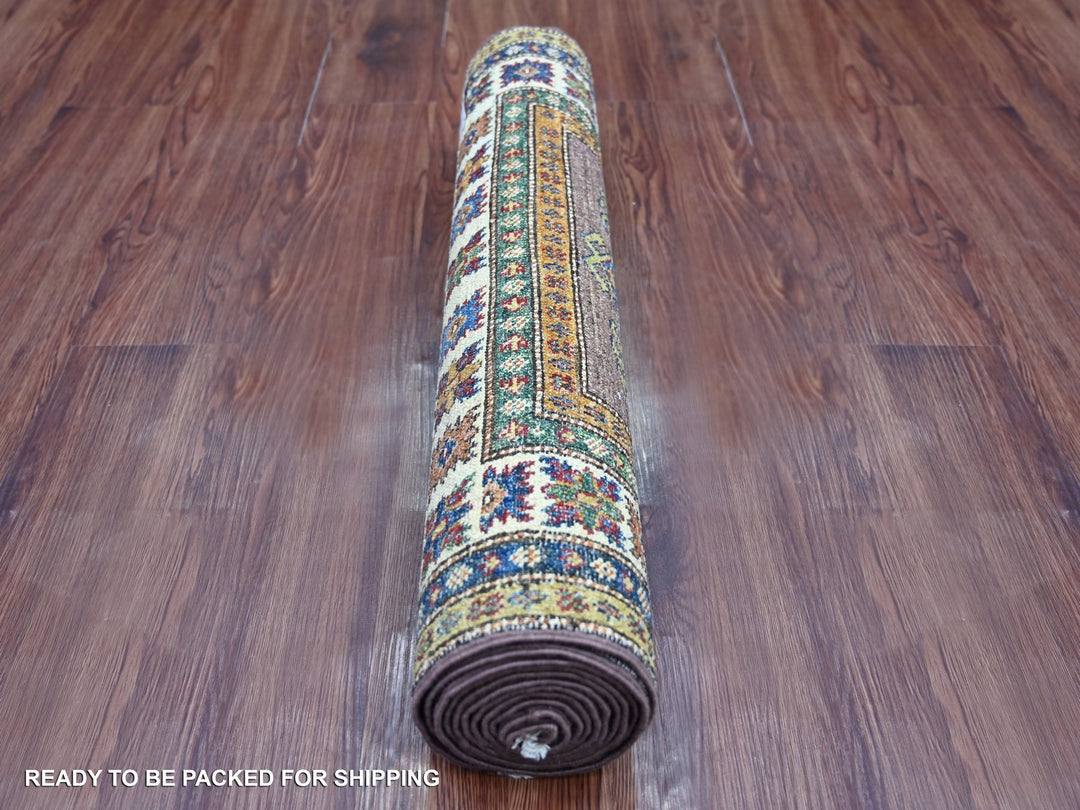 2'6" x 9'3" New Hand Knotted Brown Wool Runner Oriental Rug - MOA10221453