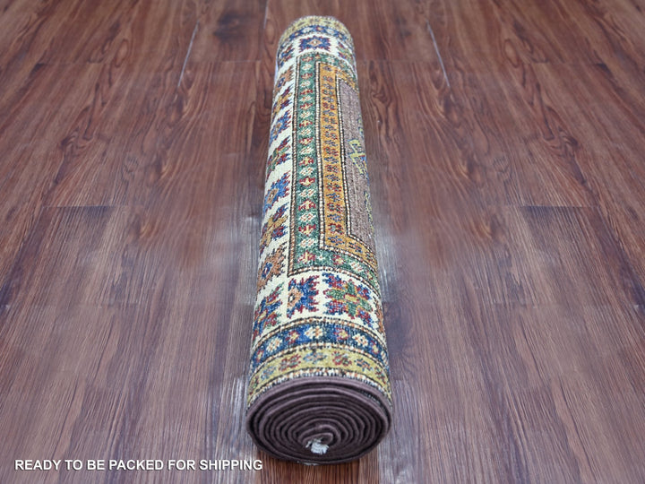 2'6" x 9'3" New Hand Knotted Brown Wool Runner Oriental Rug - MOA10221453