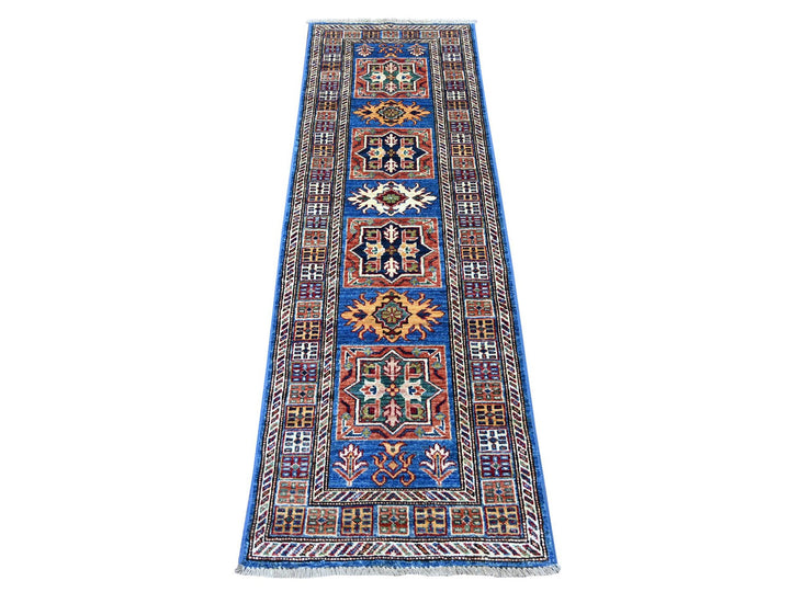 2'1" x 6'3" New Hand Knotted Blue Wool Runner Oriental Rug - MOA10221454