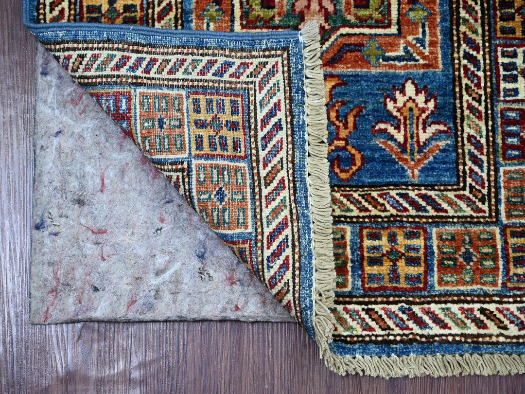 2'1" x 6'3" New Hand Knotted Blue Wool Runner Oriental Rug - MOA10221454