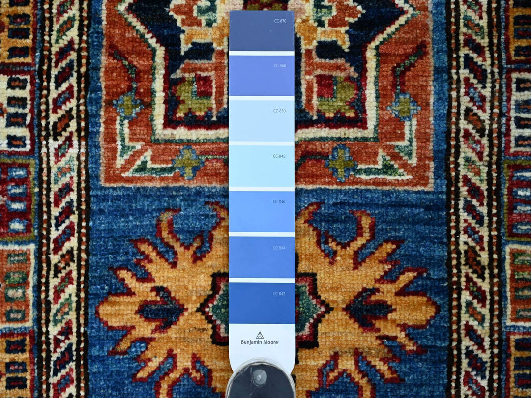 2'1" x 6'3" New Hand Knotted Blue Wool Runner Oriental Rug - MOA10221454